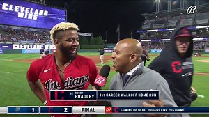 46K views · 643 reactions | Bobby Bradley tells Andre Knott "it's unreal" to hit his first career walk-off home run and then swallows him up with a bear hug right after  | FanDuel Sports Network Cleveland | Facebook
