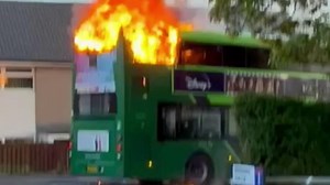 Moment Leeds bus is engulfed by flames in suspected arson attack