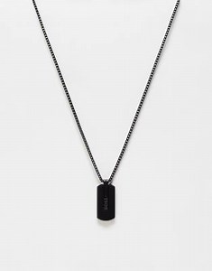 Boss mens chain necklace with embossed pendant in black 1580356 | ASOS