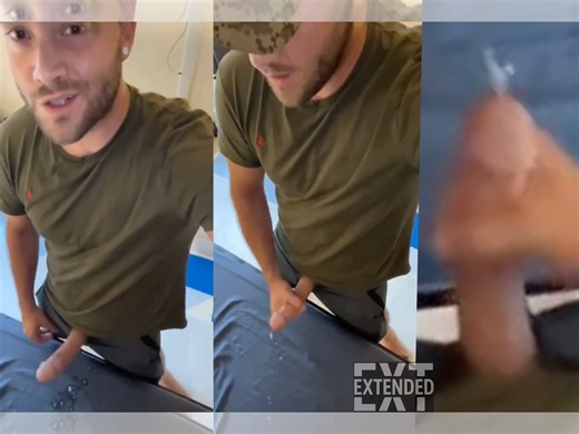 Redneck jerking his cock off & cumming on a table