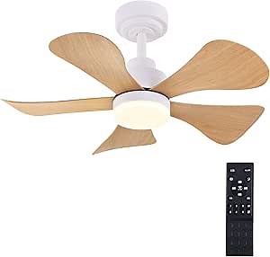 COCOSTAR 30 Inch Ceiling Fan with Light, Smart Ceiling Fan with APP/Remote Control, White, 6 Speeds, 3 Colors Dimmable, Reversible Mute Motor