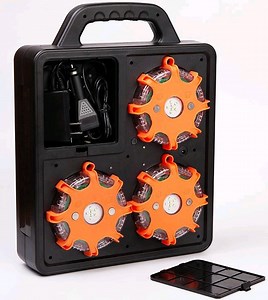 [Hot Item] 6 Pack LED Red Disc Warning Beacon Emergency Road Flare for The Car, Truck - Roadside Emergency Kit W/Charger & Carrying Case