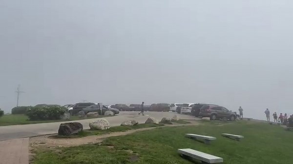 The thick fog is making it hard to see Nubble, but boy can we hear Nubble! | Nubble Lighthouse