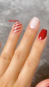 618K views · 1.7K reactions | Xams vibe Ruby red super shine stripe design ✨ pick up any white & holiday red‍♀️get your own happiness moment #dippowdernails #glitternails #christmasnails #winternails #nailsdone | Nagaia Nail | Facebook