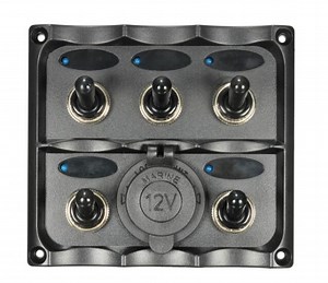 [Hot Item] Marine 5 Gang LED Toggle Switch Panel Power Socket Waterproof for Caravan RV Boat