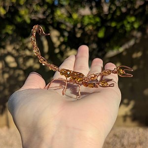 Handmade Bead Wire Scorpion - Wire Sculpture - Golden Yellow - Wire Scorpion Sculpture - Copper and Beads Wrapped Wire Scorpion - Etsy