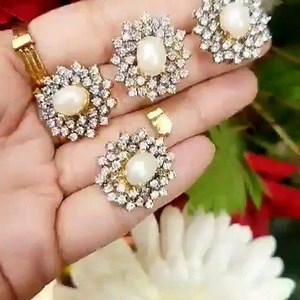 #pearls #with #daimand #cut #stud #and #locket | Seasons Collection by Iqra & Eemaan