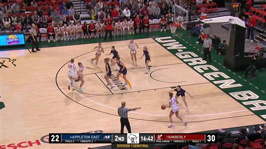 It takes a couple of tries, but Raegen Krueger finally gets the hoop for Kimberly as they lead over Appleton East in the WIAA Girls D1 Semifinal in Green Bay. | WQOW News 18