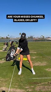 Are your misses chunked, bladed, or flippy left? You might be struggling to get to your left side 💀 Try this drill from #PXG Troop Betsy Kelly ⛳️ ➡️ Take practice swings trying to get that divot 6 inches in front of where the ball would be, then hit a shot with the same feels – 2 or 3 practice swings for every shot hit ✅ This helps force you to the left side ✅ It improves your low point ✅ You’ll immediately improve ball striking and stop the chunky misses If you struggle with getting to your le