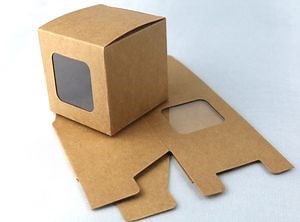[Hot Item] Custom Cardboard Packaging Kraft Paper Square PVC Window Candy Box