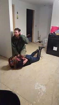 Hog tied/ stop resisting/ hold her off with a chair