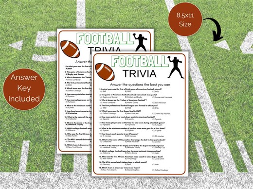 Football Trivia Game, Football Quiz, Printable American Football Game, Football Party Games for Kids, Teens and Adults, Tailgate Party - Etsy