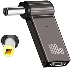 USB Type-C to 5.5mm Laptop Charging Smart Round Tip Adapter, 5.5 x 2.5mm Female, 65W or 100W Type-C GaN Wall Charger, for Asus Fujitsu Lenovo Notebook Q551L U56E X550C X551M R554L Q500A X555L