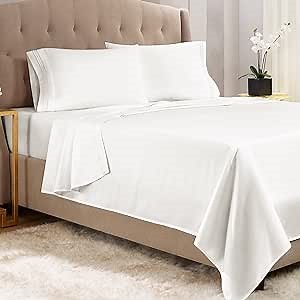 Empyrean California King Sheet Sets - 4 PC Super Soft Cal King Bed Sheets - Double Brushed Microfiber Cal King Sheets - Hotel Luxury White Bed Sheets Cal King Size, with 4 Corner Elastic Straps