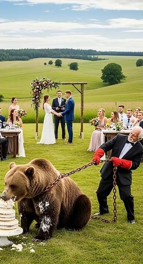 🎂 Bear Steals the Cake and the Old Man's Fury #BearWedding #CakeThief