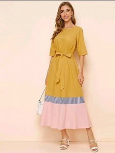 1.4K views · 16 reactions | Make a style statement with our beautiful collection!! Lemon Tart Color Block Detail Maxi Long Dress LTAMD90 Available in just Rs.2,599/- This dress is made of cotton. Visit our website and place your order now: www.lemontart.pk (link in bio) #lemontart | Lemon Tart | Facebook