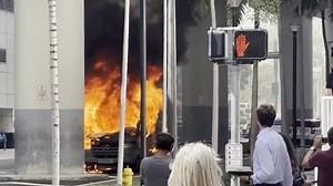Video captures Amazon truck fire in downtown Miami