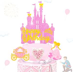 3Pcs Princess Cake Toppers Princess Castle Cake Toppers Princess Cake Decorations for Princess Party Decorations Princess Birthday Party Supplies