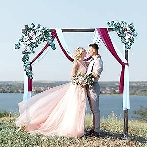 Wooden Wedding Arches for Ceremony - 7FT Wood Square Wedding Arch Backdrop Stand are Suitable for Wedding Parties Decorations held in Outdoor, Beach, Forest, Garden（Carbonized Black）