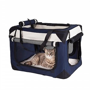 [Hot Item] Travel Dog Crate Foldable Soft Sided Wholesale Pet Carrier with Fleece Bed