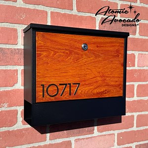 Mid Century Modern Locking Mailbox | Simple Mail Box | Retro Modern Mailbox | "wood Grain" Steel | MCM Mail Box | Atomic Avocado Designs® - Etsy