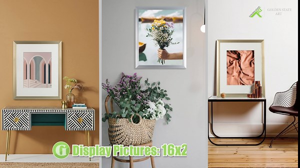 Golden State Art, 16x20 Aluminum Frame with Ivory Mat for 11x14 Photo - Wide Molding- Swivel Tabs, Sawtooth Hangers - Wall Display (Gold, 1-Pack)