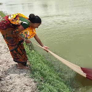 1K views · 32 reactions | Traditional Woman Net Fishing in outside Lake. | True Fishing BD | Facebook