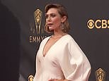Elizabeth Olsen in gown designed by sisters Mary-Kate and Ashley at 2021 Emmys