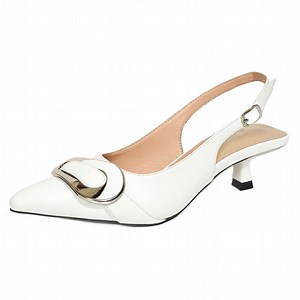 [Hot Item] Women's White Wedding Pumps Pointed Toe Kitten Heel Slingback Shoes