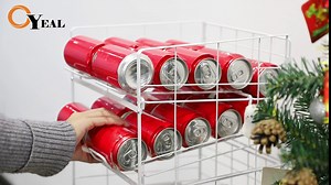 OYEAL Soda Can Organizer Beverage Rack Dispenser Stackable Can Rack Organizer for Pantry Refrigerator Kitchen Cabinets, Dispenser 20 Standard Size 12oz Soda Cans or Canned Food, 2 Pack, White