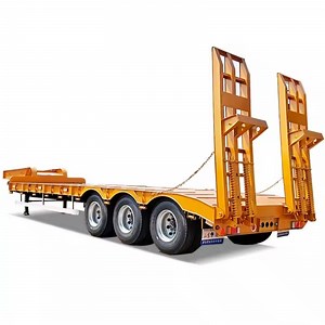 [Hot Item] Factory Direct Sale 3axle 80ton Heavy Duty Gooseneck Hydraulic Ramp Low Loader/Lowbed/ Lowboy Low Bed Trailer Truck Semi Trailers for Excavator Transport