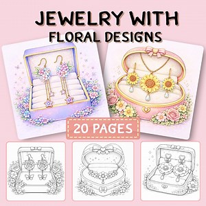 Floral Jewelry Coloring Book | Elegant Designs, 20 Printable Pages (PDF Download) - Etsy UK