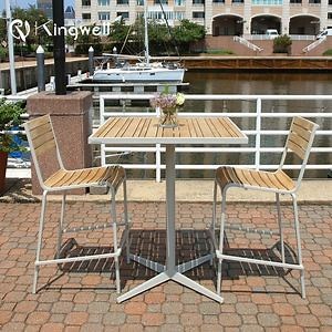 [Hot Item] Garden Patio Home Restaurant Resort Bar Outdoor Furniture Teak Aluminum Bar Set