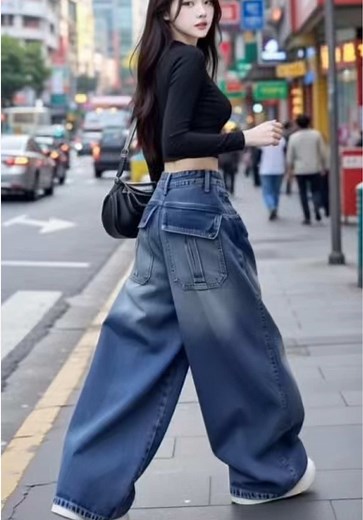 Quần Jean Túi Hộ Dáng Suông Cao Cấp Dành Cho Nữ