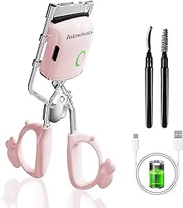 Heated Eyelash Curlers, Electric Lashes Curler with Comb, 2 Heated Modes with Sensing Heating Silicone Pad, Rechargeable Hot Lash Curler for Women Long Lasting Naturally Eyelashes Pink