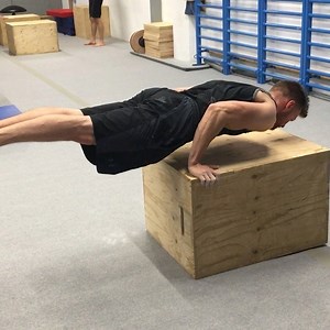 This is great variation of planche pushups as it grades between only partial bodyweight to full. . . At first it is not even necessary to lift the feet of the floor when current strength levels may not allow, focus on keeping the shoulders protracted and bringing the hips toward the hands. As strength builds you can use momentum and a slight hop, to expose the muscles to higher loads and eventually when enough strength has been built, you can slowly lever into the final position like #FormaCoach