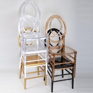 [Hot Item] Stackable Propylene Crystal Gold White Plastic Resin Phoenix Chairs