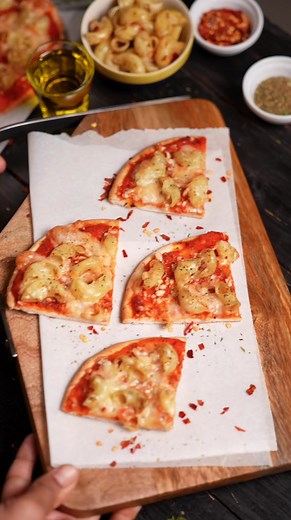 Garlic and Macaroni Pizza 🍕 #indianrecipes #pizza #pizzalover #pasta | Tarla Dalal