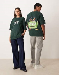 ASOS DESIGN Disney Pixar Halloween unisex oversized t-shirt with Toy Story prints in washed dark green | ASOS