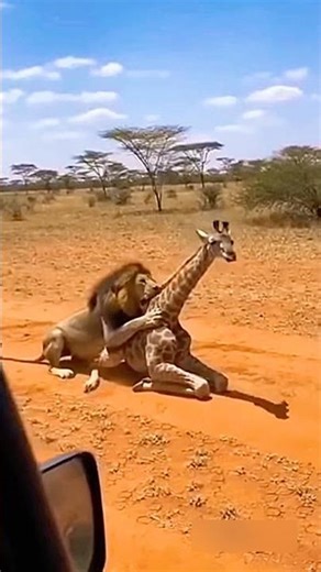 Mother Giraffe’s Brutal Revenge | Lion Attacks Baby Giraffe 🦁🦒 #viral #cat #lion #elephant