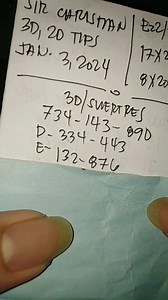 29K views · 801 reactions | 3D | 2D Lotto Tips January 3, 2024 ✔️ 3D / Suertres National ✔️ 2D / Ez2 National ✔️ STL Visayas ✔️ STL Mindanao DISCLAIMER © Content for Entertainment purposes only. #STLVISAYAS #STLMindanao #swertreshearingtoday #stlresult #stlresulttoday #lottoresult #pcsolottoresult #lottoresulttoday #swertreslotto #2digits #EZ2 #sumada #code #codewin #lottoresult #stl #Swertres | Sir Christian | Facebook