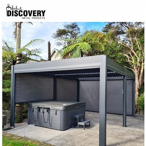 [Hot Item] Aluminum Awning Patio Outdoor Garden Pool Furniture Open Venetian Roof Gazebo Gazebo Electric Roof Pergola with Sunshade