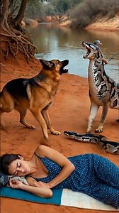 German Shepherd Saves Sleeping Girl From Giant Python | Realistic Wildlife Attack Scene