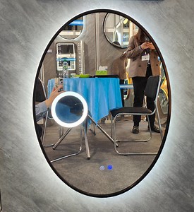 [Hot Item] Home Decor Hospitality Salon Beauty Wall Mounted Framed Lighted Illuminated LED Wall Mirror with Bluetooth Speaker