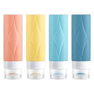 Travel Bottles for Toiletries, 3oz Travel Size Containers, Tsa Approved, Leak Proof Squeezable Silicone Travel Size Bottles for Shampoo Conditioner Lotion(4Pack)