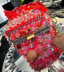 SOLD Coral Seashell Jeweled Clutch: Iridescent Glam Purse/custom Order Request/sold - Etsy