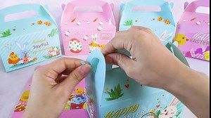 Happy Easter Party Favor Treat Box Easter Bunny Eggs Goodie Boxes for Easter Theme Party, Birthday, Baby Shower Supplies