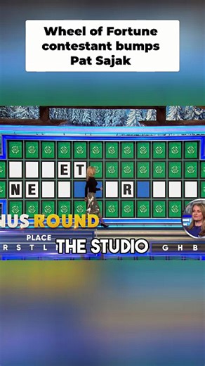 Jamie butt bumps Pat Sajak during bonus round on Wheel of Fortune