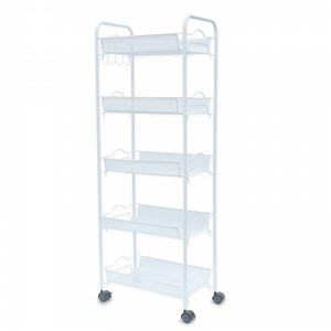 [Hot Item] 4 Tiers Steel Utility Cart Serving Rack on Wheels Bedroom Bathroom Wire Basket Trolley Cart Mesh Rolling Storage Cart