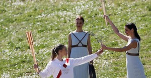 Olympic flame lit as torchbearer Korakaki starts relay to Tokyo 2020